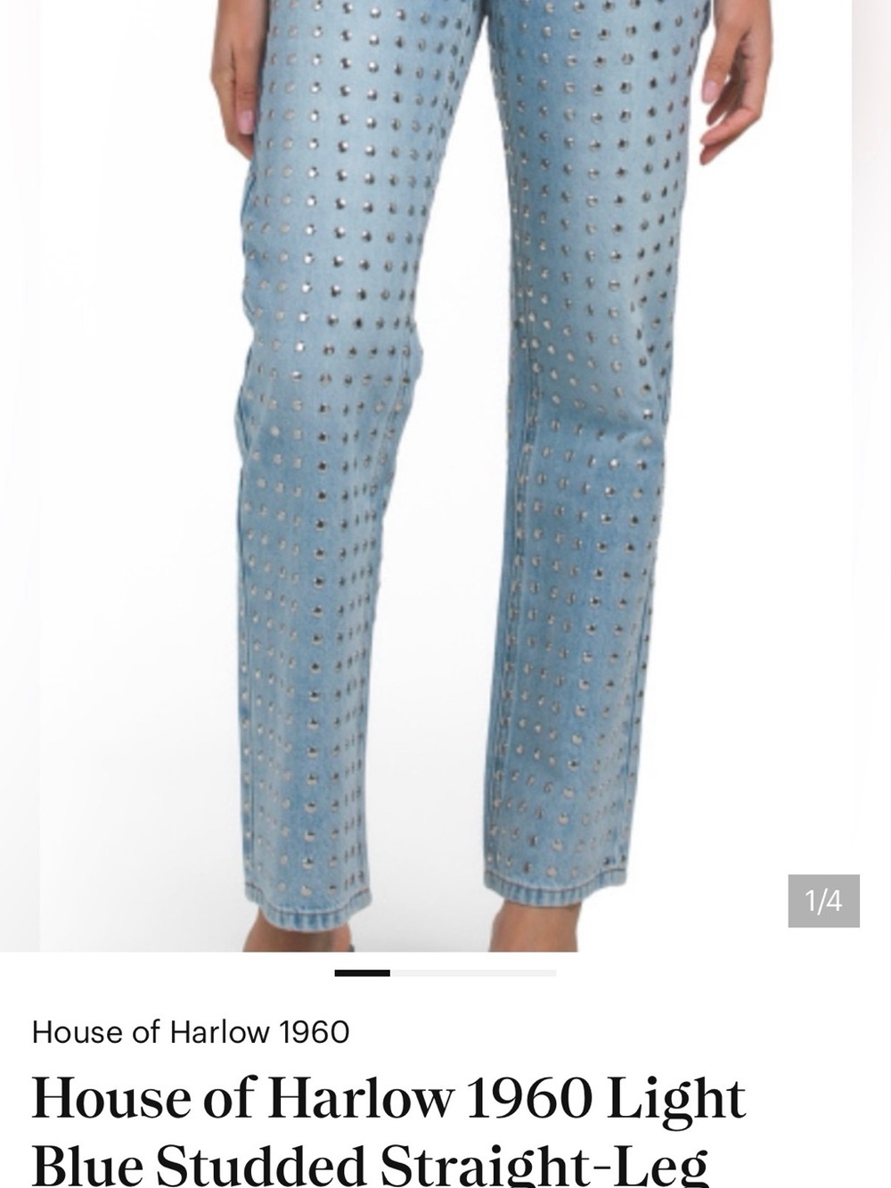 House of Harlow 1960 Light Blue Studded Straight-Leg Jeans
